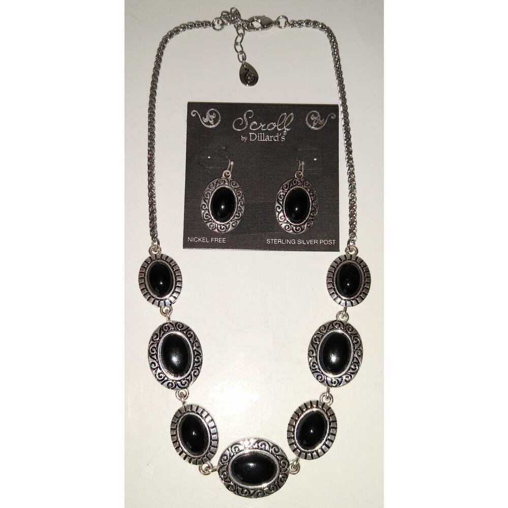 Scroll By Dillards Earrings + Necklace Set Sterling Silver Post Southwestern